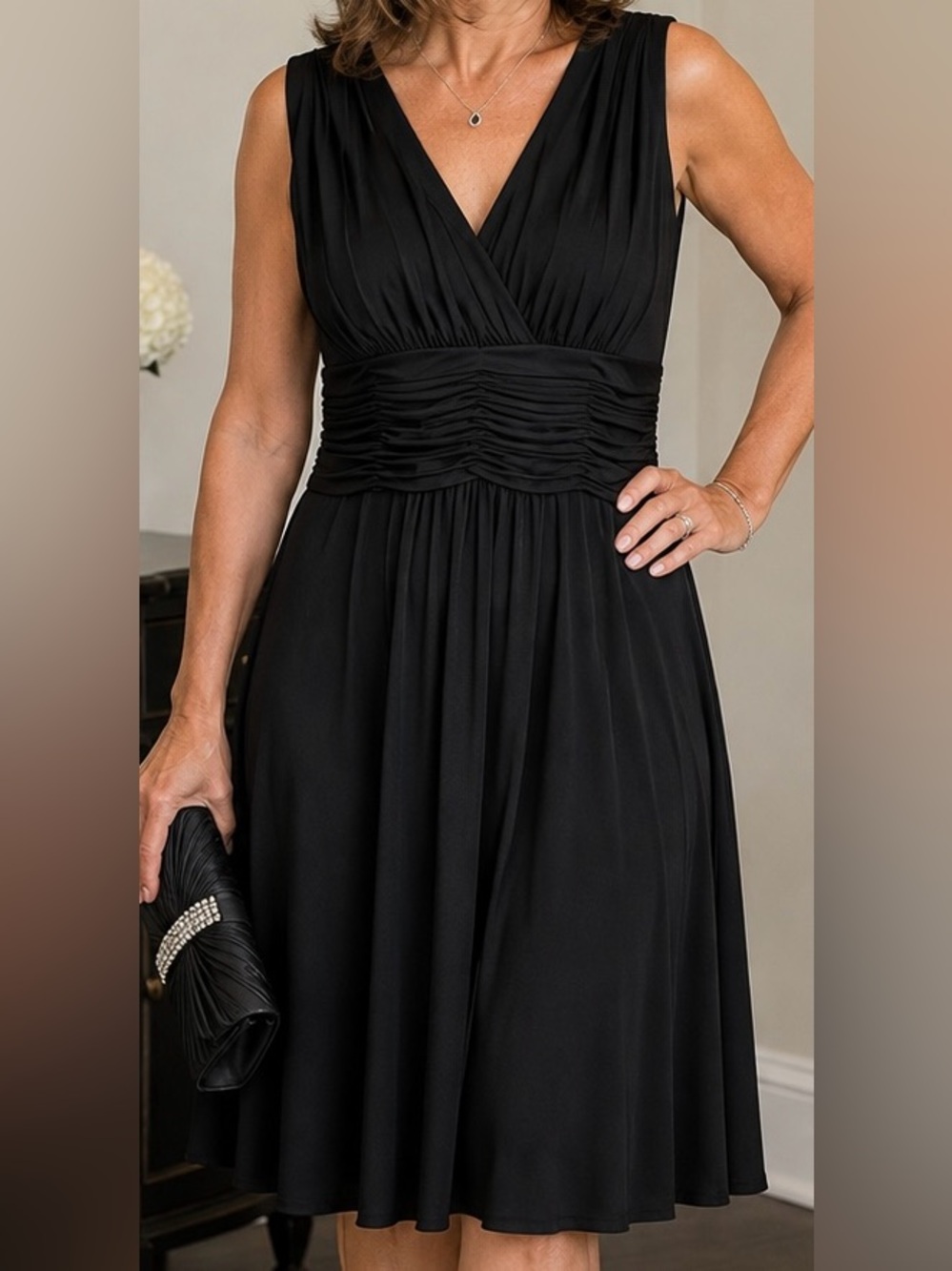 Jones Wear Little Black Cocktail Party Dress Size 8 Petite Sleeveless